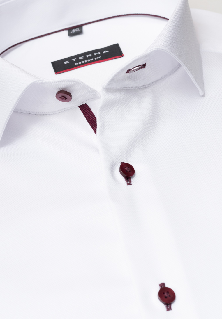 ETERNA Langarm Hemd MODERN FIT Fantasiebindung weiss strukturiert