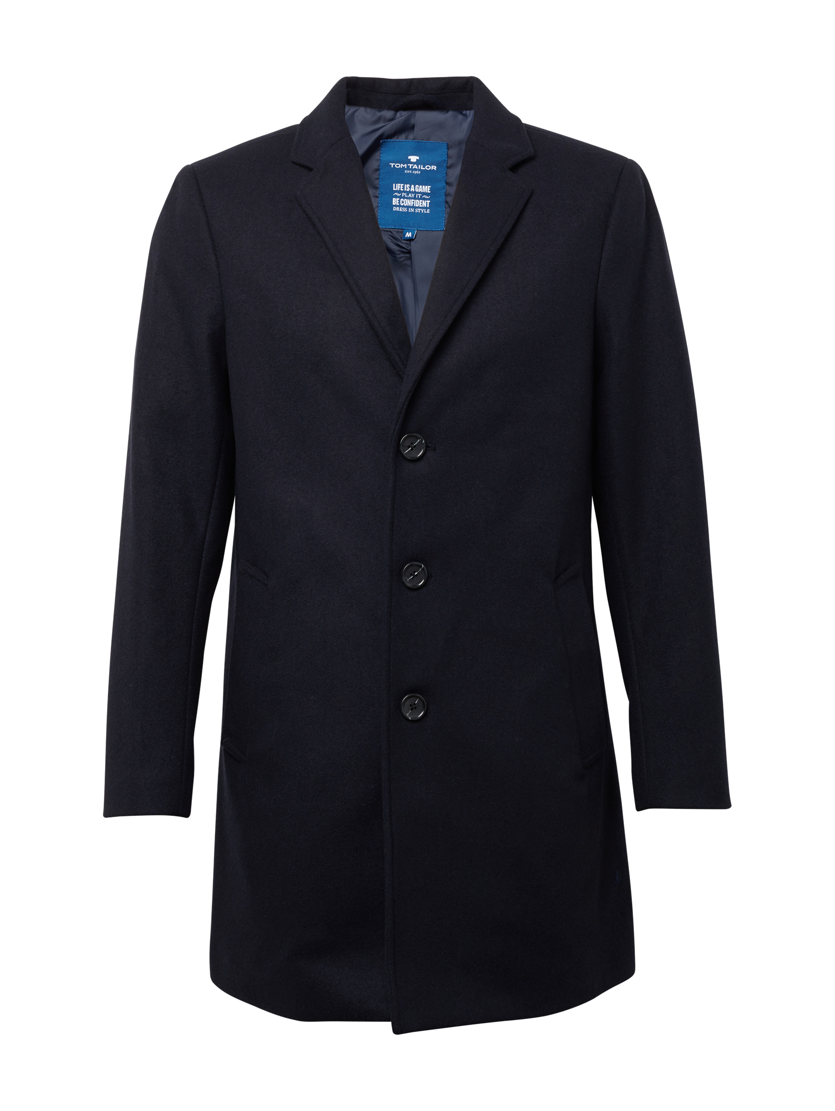 wool coat 3 buttons Jackets /, knitted navy