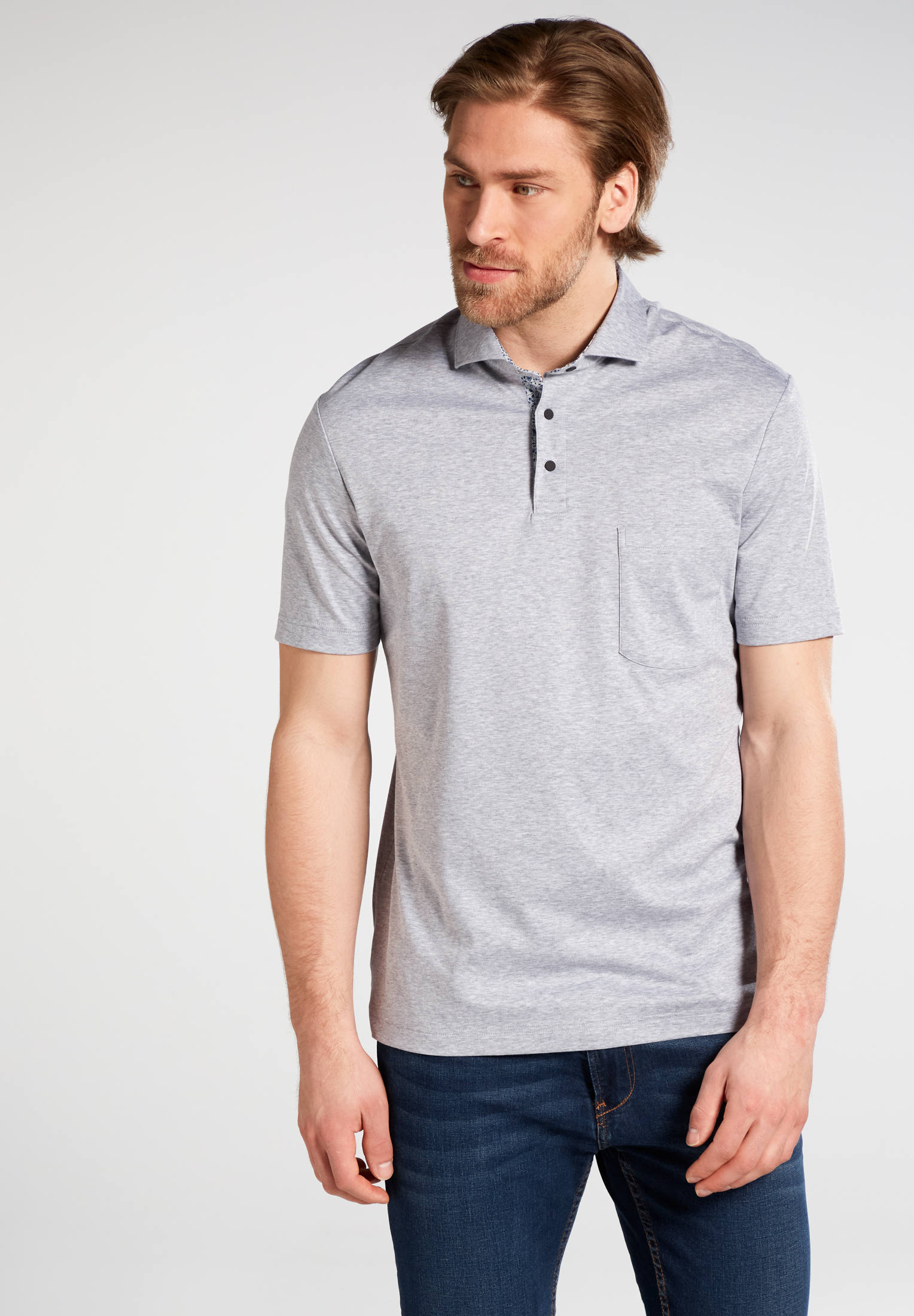 ETERNA KURZARM POLOSHIRT REGULAR FIT JERSEY