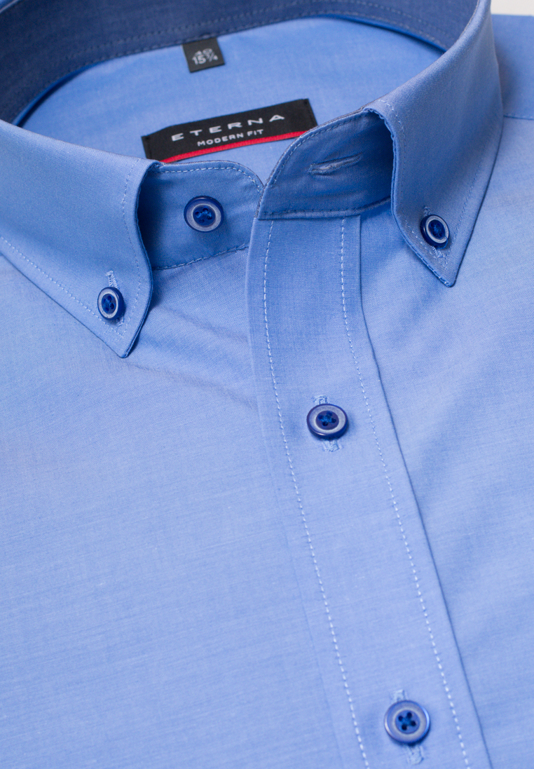 ETERNA LANGARM HEMD MODERN FIT CHAMBRAY MITTELBLAU UNIFARBEN
